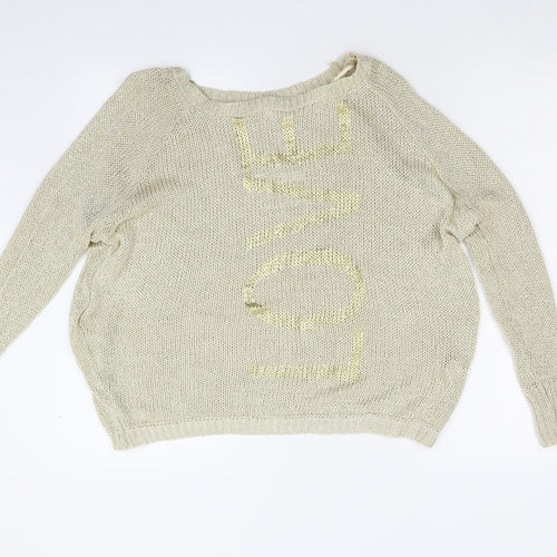 River Island Womens Gold  Knit Pullover Jumper Size 6