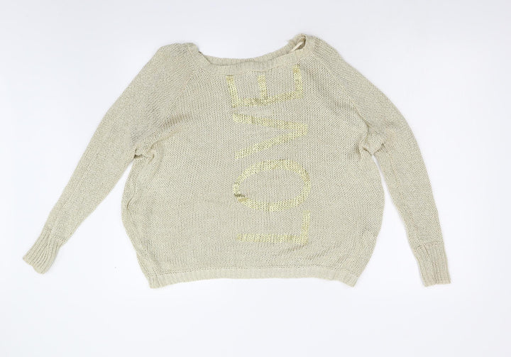 River Island Womens Gold  Knit Pullover Jumper Size 6