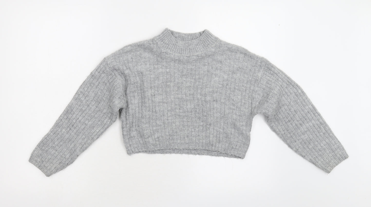 915 Girls Grey  Knit Pullover Jumper Size 9 Years