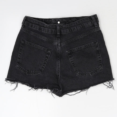 Topshop Womens Black  Damask Cut-Off Shorts Size 8