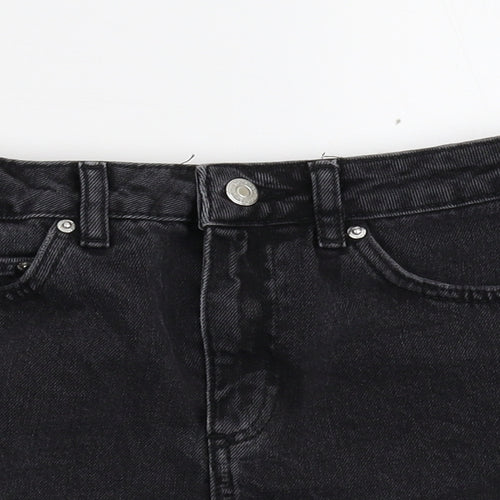 Topshop Womens Black  Damask Cut-Off Shorts Size 8