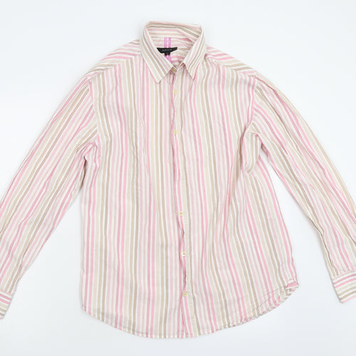 NEXT Mens Pink Striped   Button-Up Size M