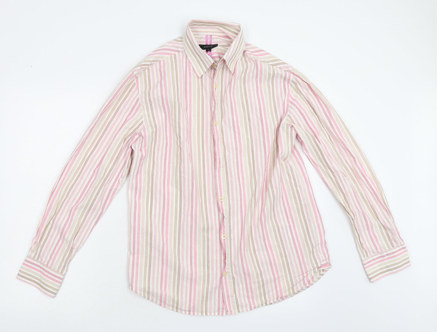 NEXT Mens Pink Striped   Button-Up Size M