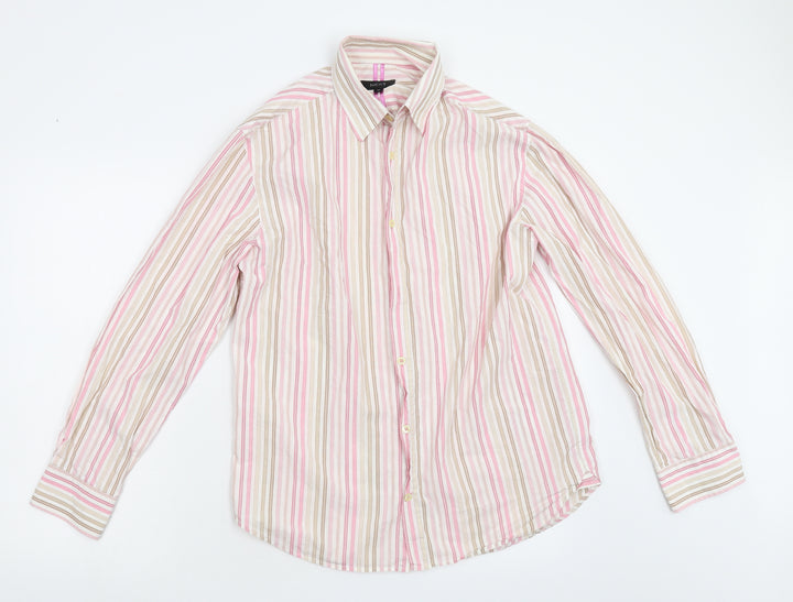 NEXT Mens Pink Striped   Button-Up Size M