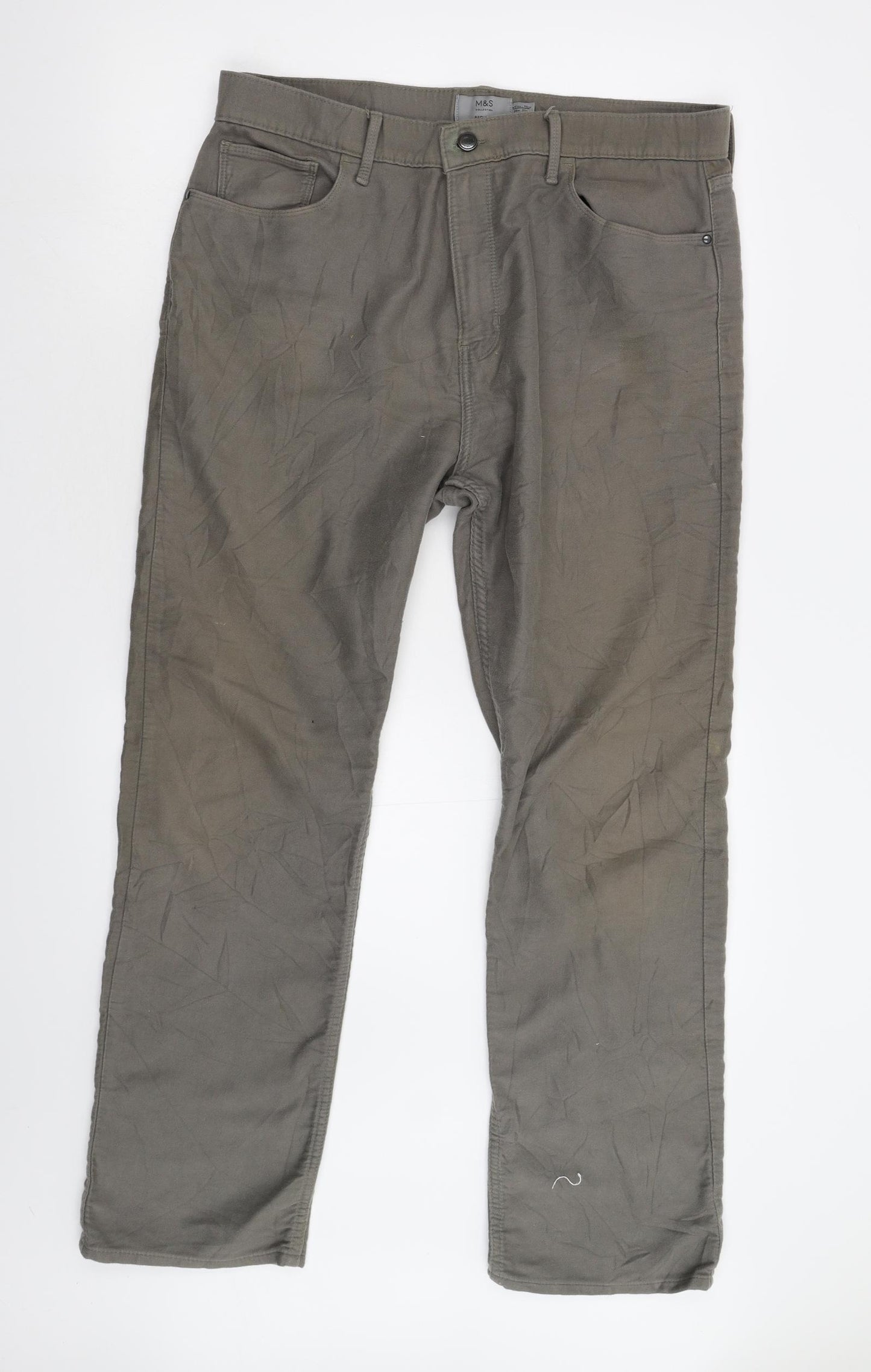 M&S Mens Green  Denim Straight Jeans Size 36 L29 in
