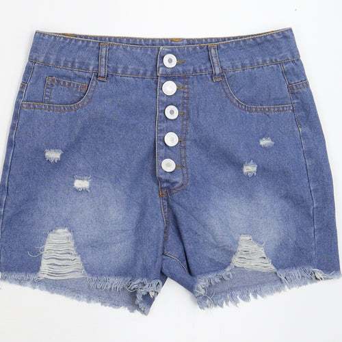 Preworn Womens Blue  Damask Mom Shorts Size 10
