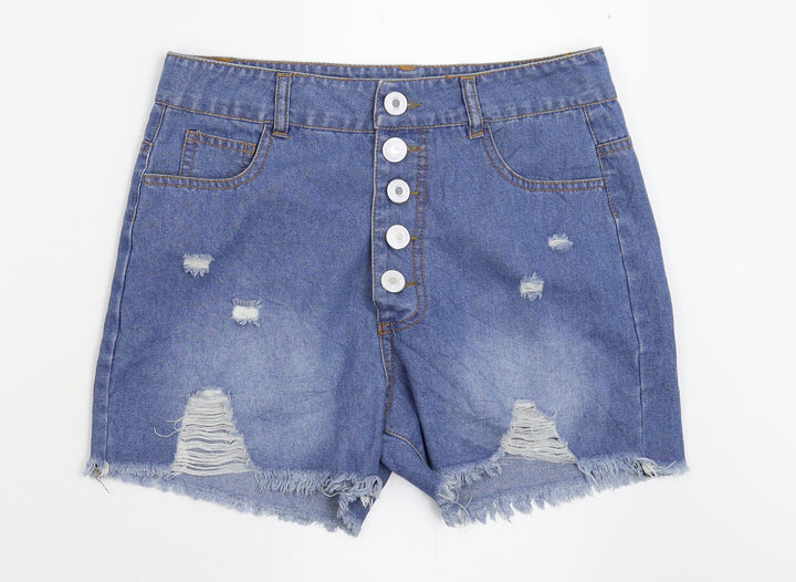 Preworn Womens Blue Damask Mom Shorts Size 10