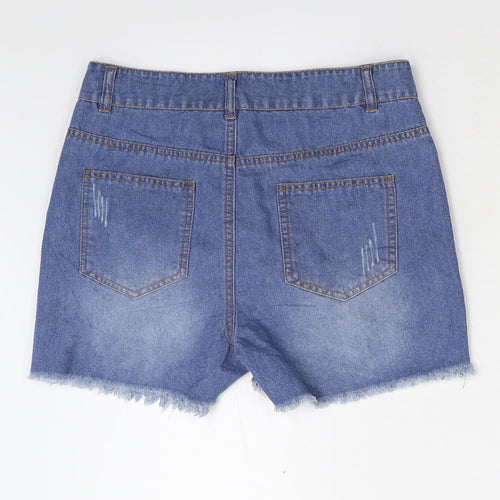 Preworn Womens Blue  Damask Mom Shorts Size 10
