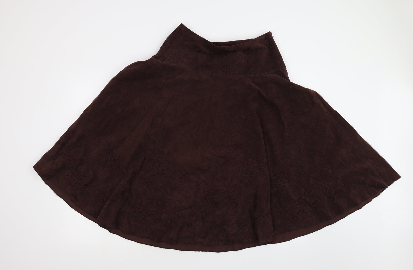 CKM Womens Brown  Corduroy Flare Skirt Size L