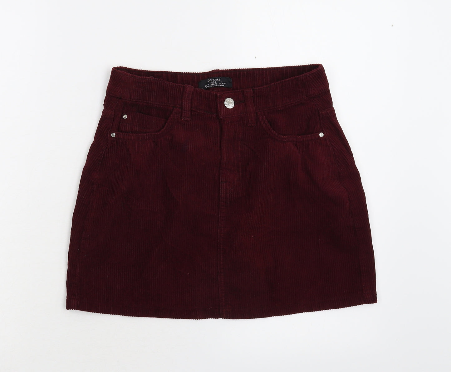 Bershka Womens Red  Corduroy Mini Skirt Size S