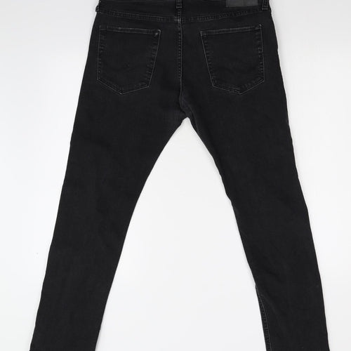JACK & JONES Mens Black  Denim Straight Jeans Size 34 L30 in