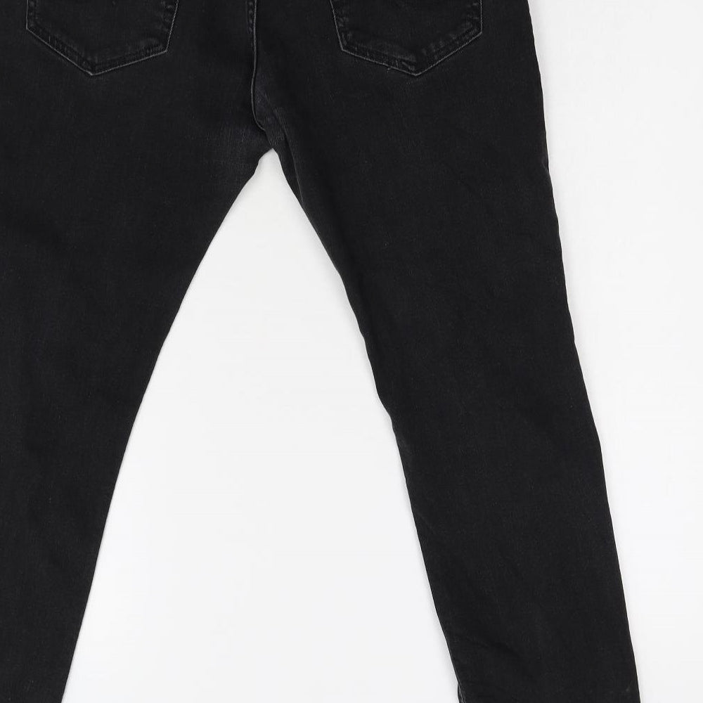 JACK & JONES Mens Black  Denim Straight Jeans Size 34 L30 in