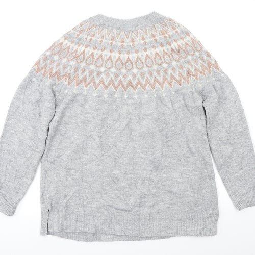 F&F Womens Grey Fair Isle  Pullover Jumper Size 18