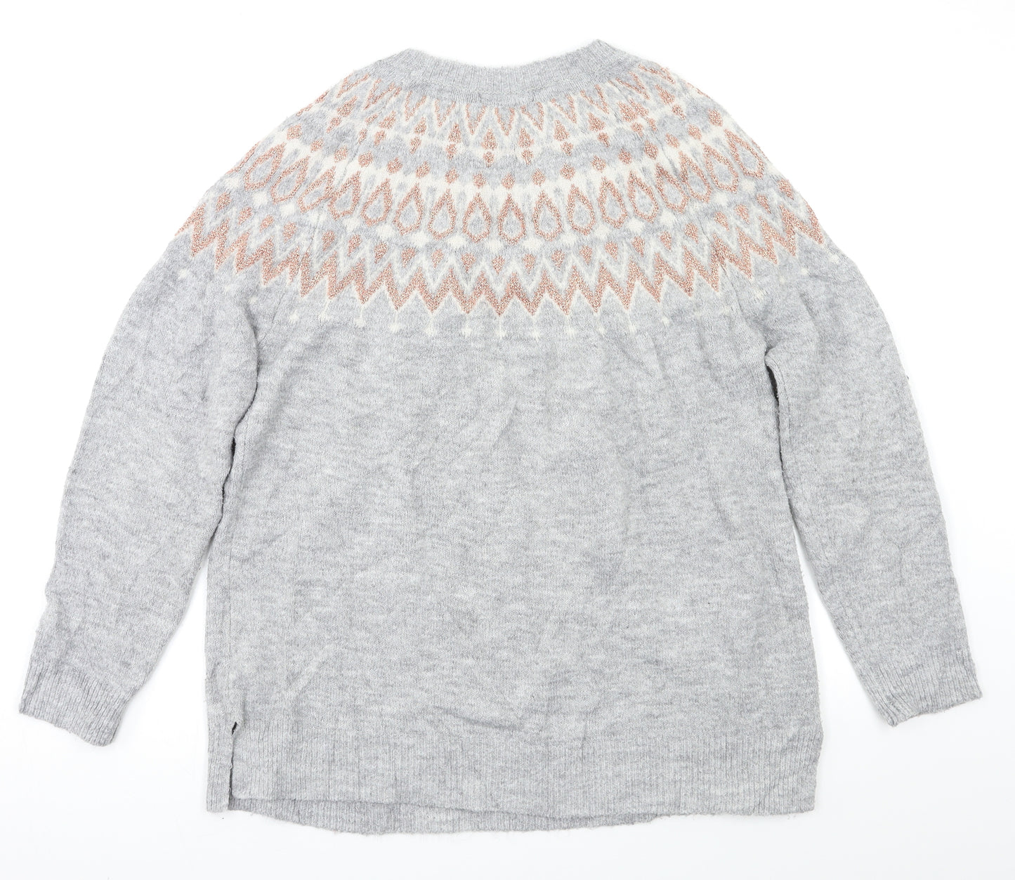 F&F Womens Grey Fair Isle  Pullover Jumper Size 18