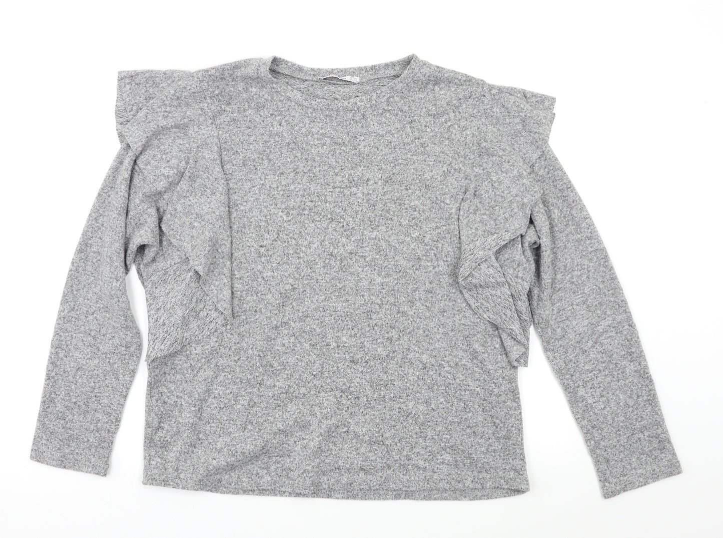 Mango Womens Grey   Pullover Jumper Size S  - Ruffle Detail