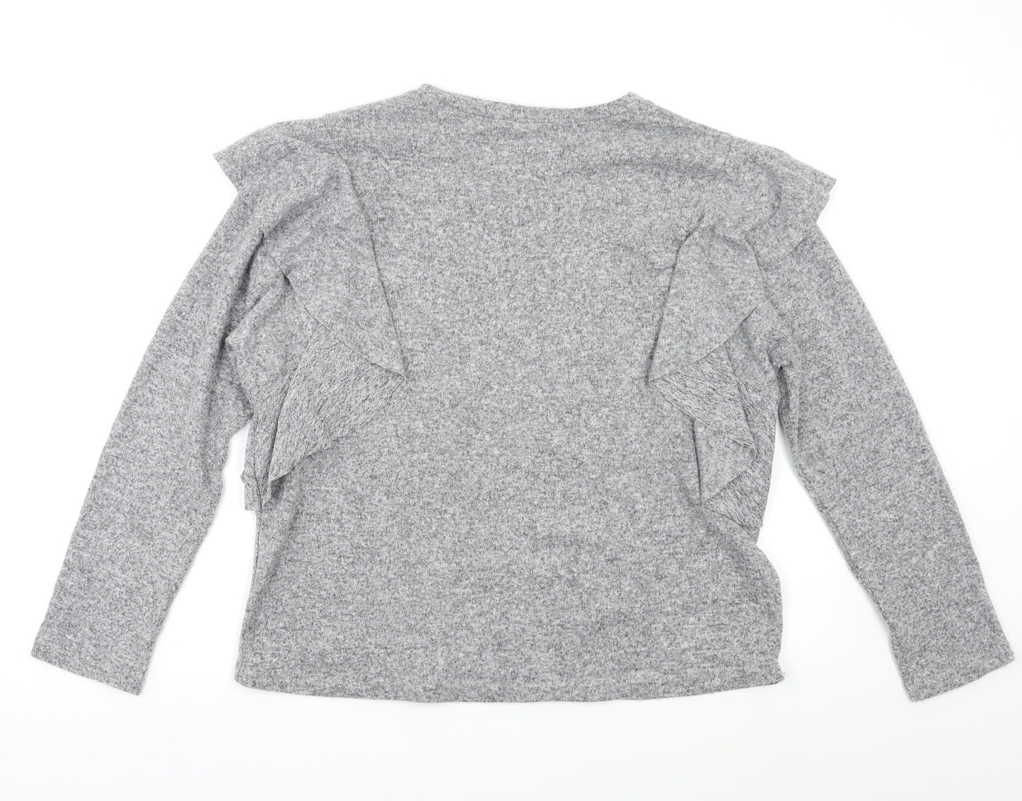 Mango Womens Grey   Pullover Jumper Size S  - Ruffle Detail
