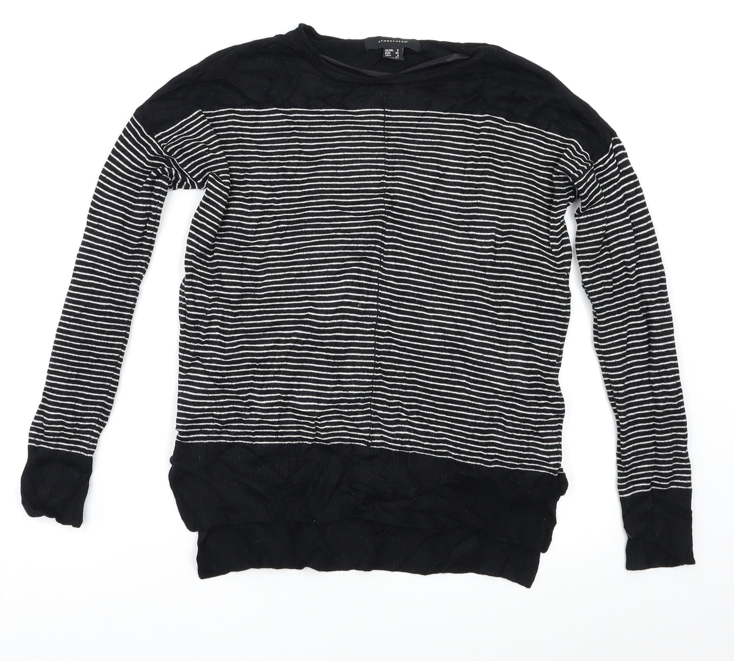 Atmosphere Womens Black Striped  Pullover Jumper Size 8