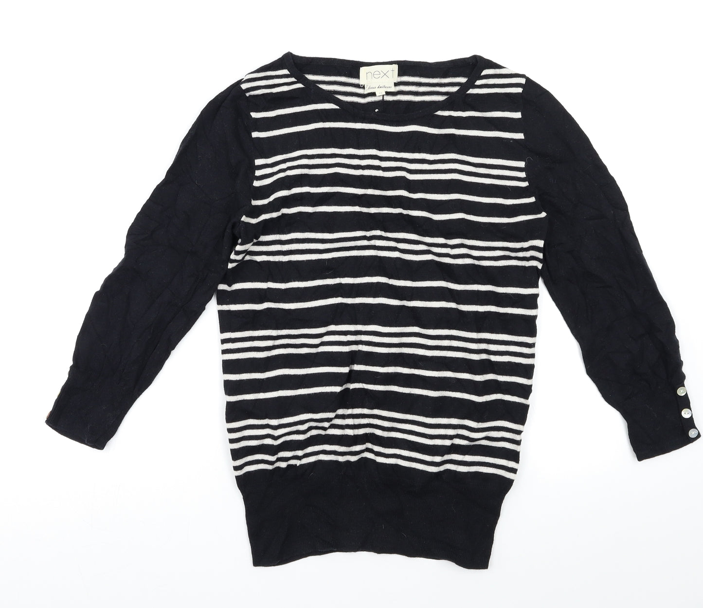 NEXT Womens Black Striped  Pullover Jumper Size 10