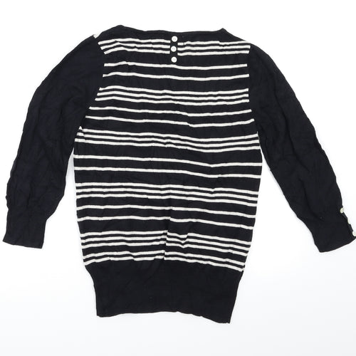NEXT Womens Black Striped  Pullover Jumper Size 10