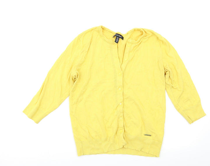 Ellen Tracy Womens Yellow Cardigan Jumper Size M