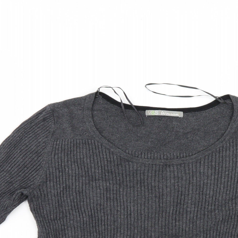 M&S Womens Grey   Pullover Jumper Size 10
