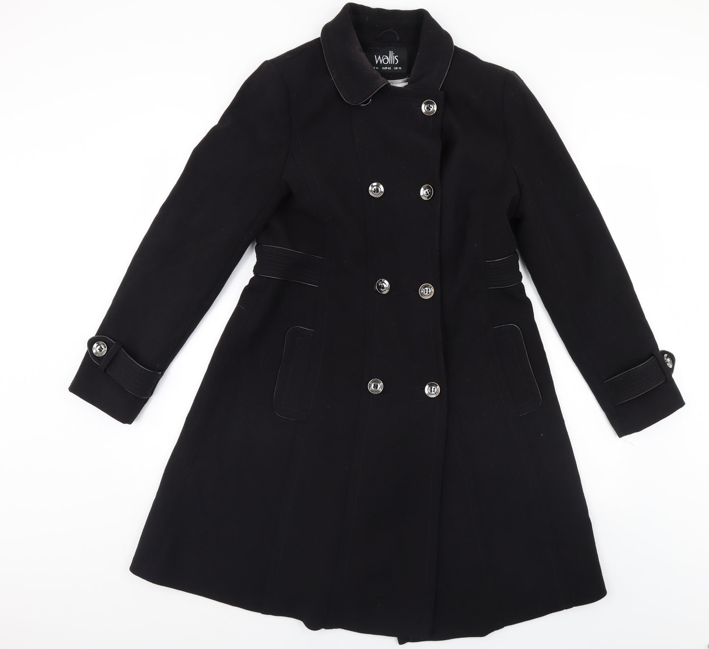 Wallis Womens Black   Motorcycle Jacket Coat Size 14