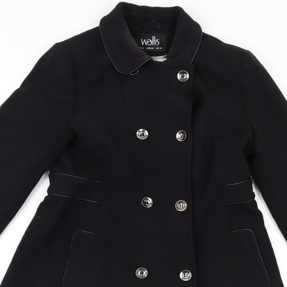 Wallis Womens Black   Motorcycle Jacket Coat Size 14