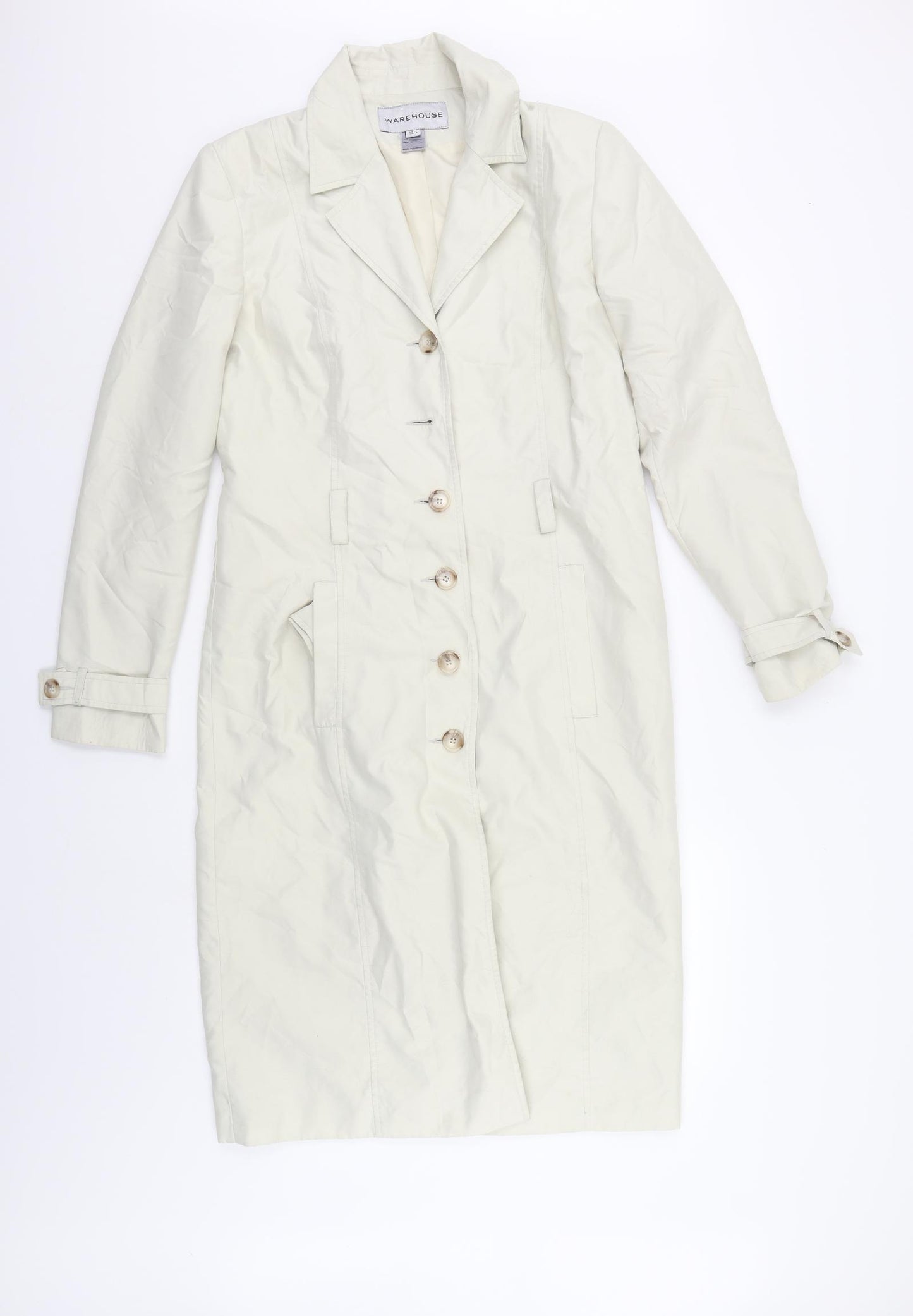 Warehouse Womens Ivory   Overcoat Coat Size 12