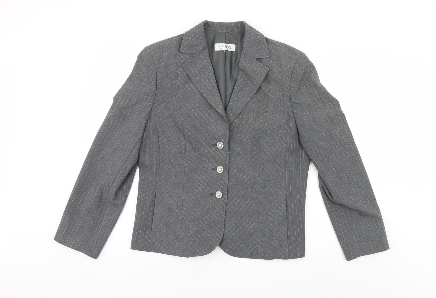Gelco Womens Grey Striped  Jacket Suit Jacket Size 14