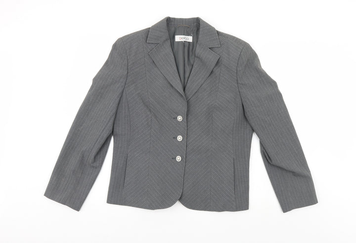 Gelco Womens Grey Striped Jacket Suit Jacket Size 14