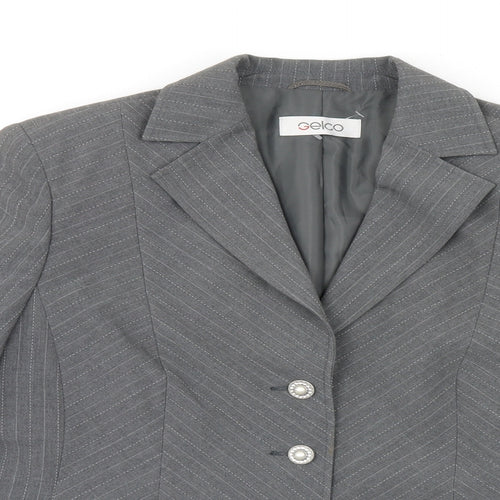 Gelco Womens Grey Striped  Jacket Suit Jacket Size 14