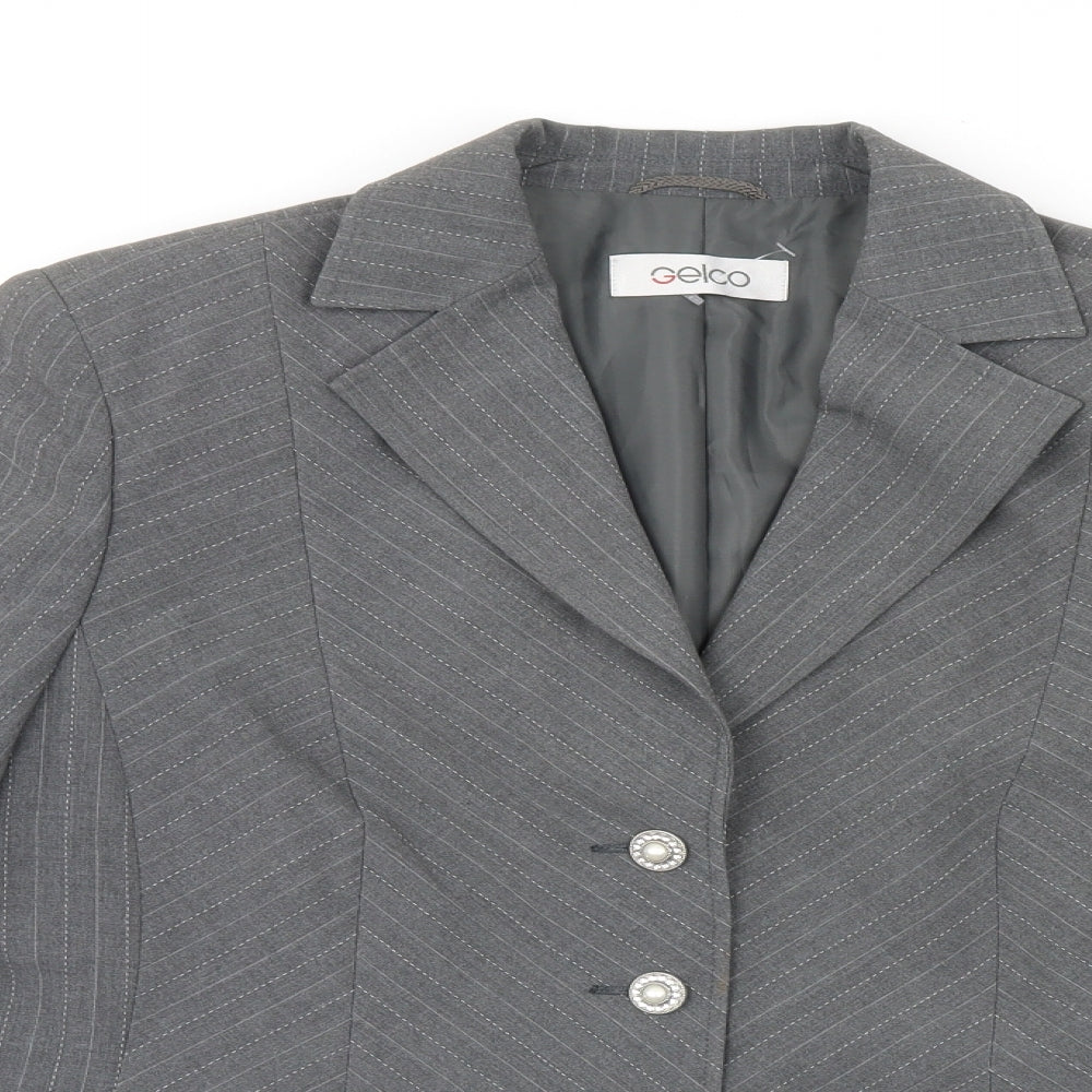 Gelco Womens Grey Striped  Jacket Suit Jacket Size 14