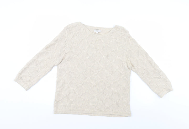 CC Womens Ivory Argyle/Diamond Pullover Jumper Size L