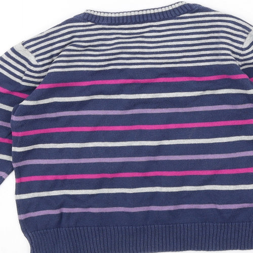 Preworn Girls Blue Striped  Pullover Jumper Size 2-3 Years