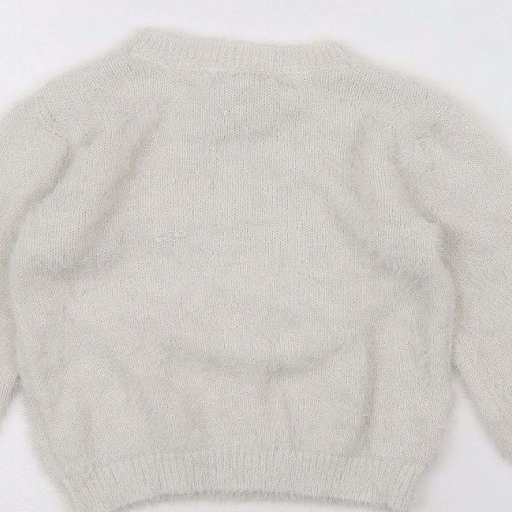 Primark Girls White   Pullover Jumper Size 3-4 Years  - Rainbow