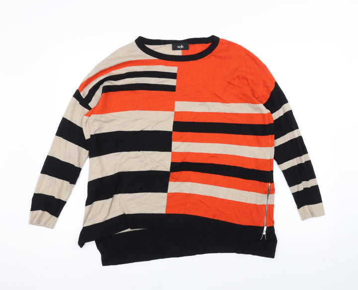 Wallis Womens Brown Striped Basic T-Shirt Size S