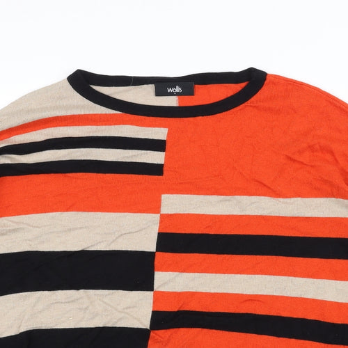 Wallis Womens Brown Striped  Basic T-Shirt Size S