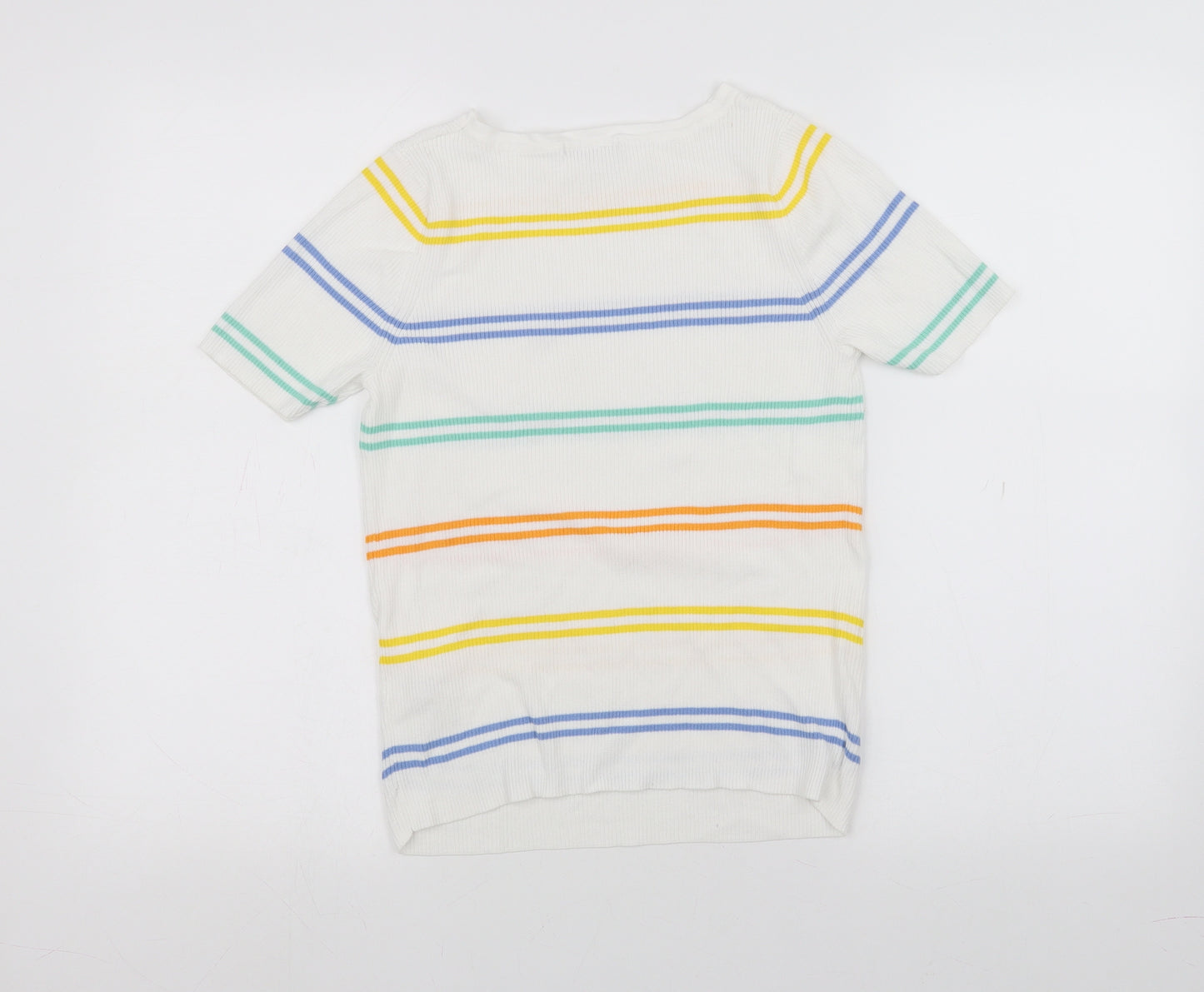 TU Womens White Striped  Basic T-Shirt Size 14