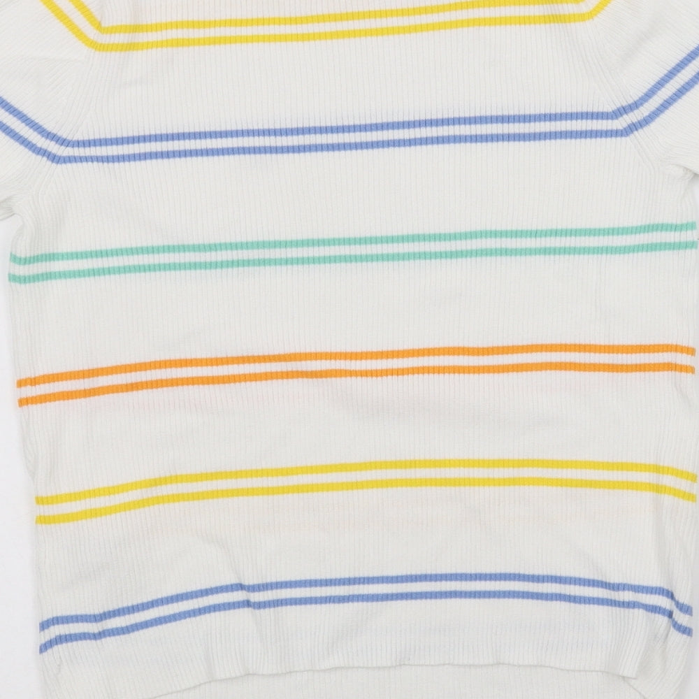 TU Womens White Striped  Basic T-Shirt Size 14