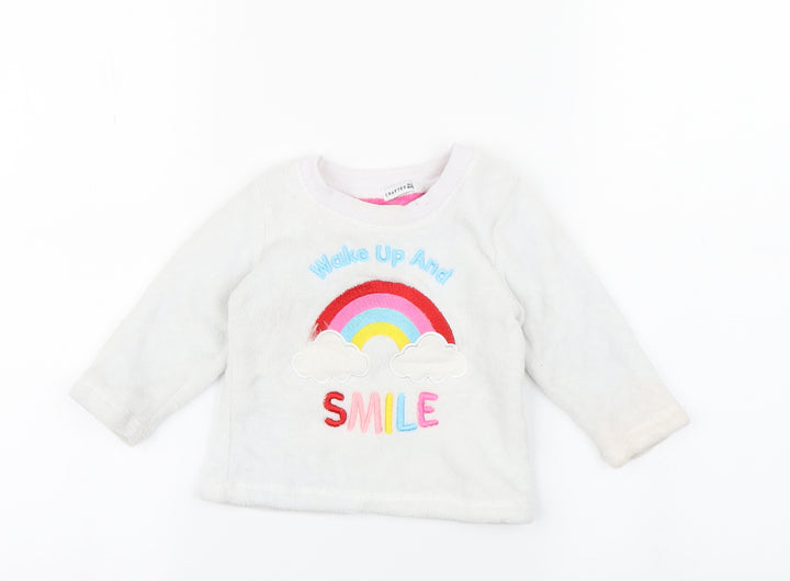 Crafted Baby White   Pullover T-Shirt Size 18-24 Months  - rainbow