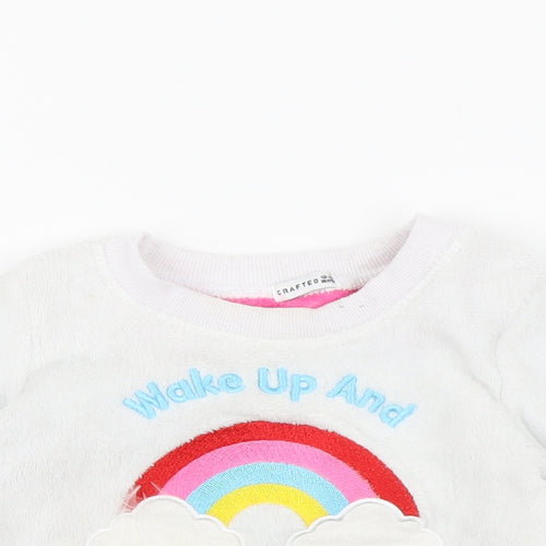 Crafted Baby White   Pullover T-Shirt Size 18-24 Months  - rainbow