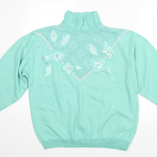 By Design Womens Green Floral  Pullover Jumper Size S