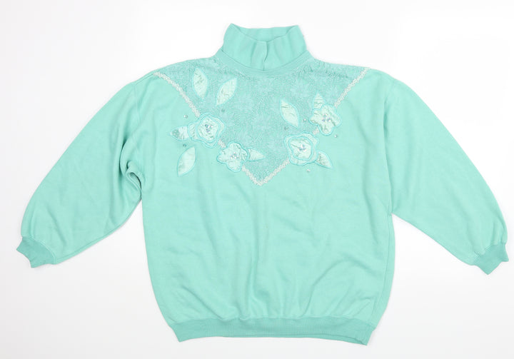 By Design Womens Green Floral Pullover Jumper Size S