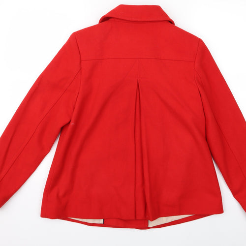 H&M Womens Red   Overcoat Jacket Size 6