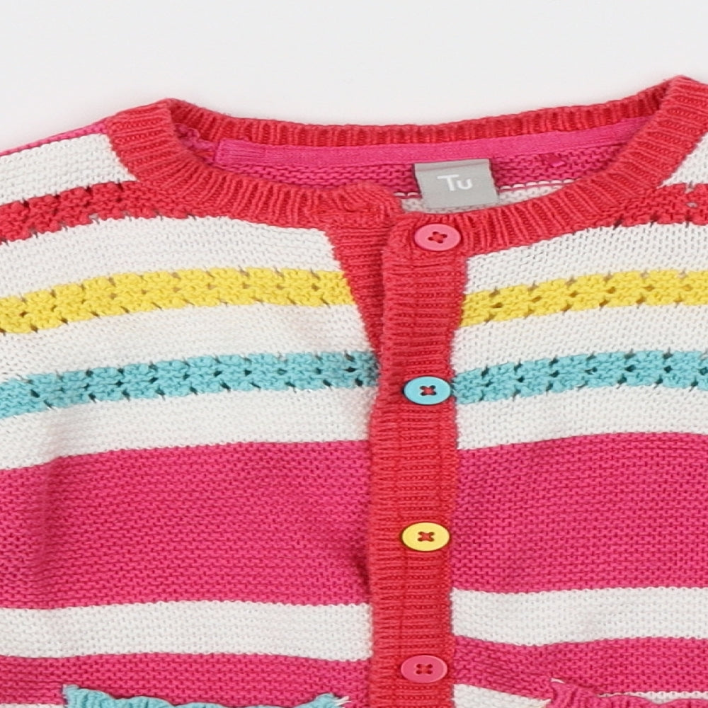 TU Girls Multicoloured Striped  Cardigan Jumper Size 4-5 Years