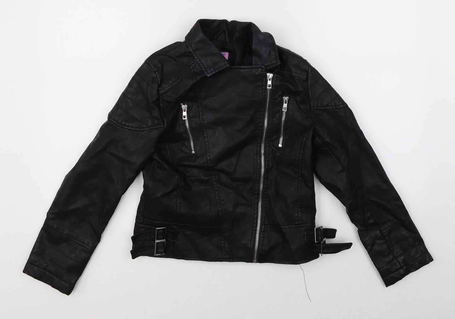 F&F Girls Black   Motorcycle Jacket Jacket Size 11-12 Years
