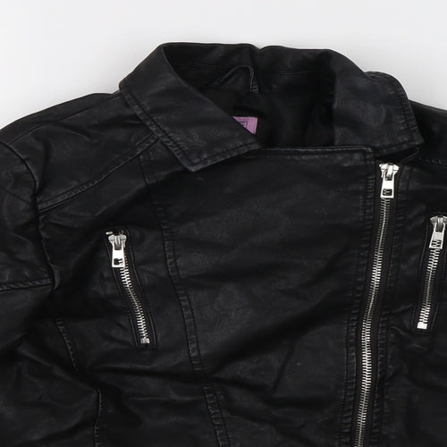 F&F Girls Black   Motorcycle Jacket Jacket Size 11-12 Years