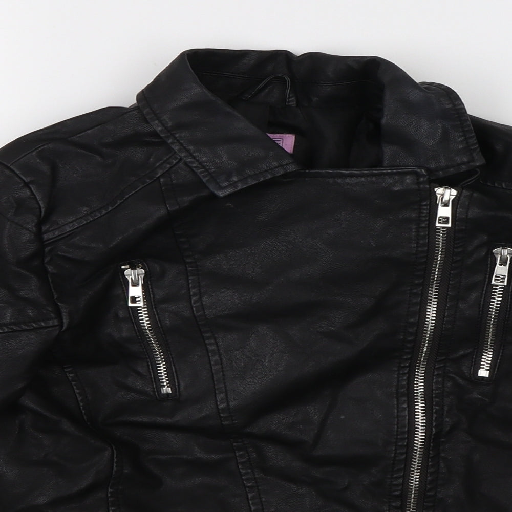F&F Girls Black   Motorcycle Jacket Jacket Size 11-12 Years