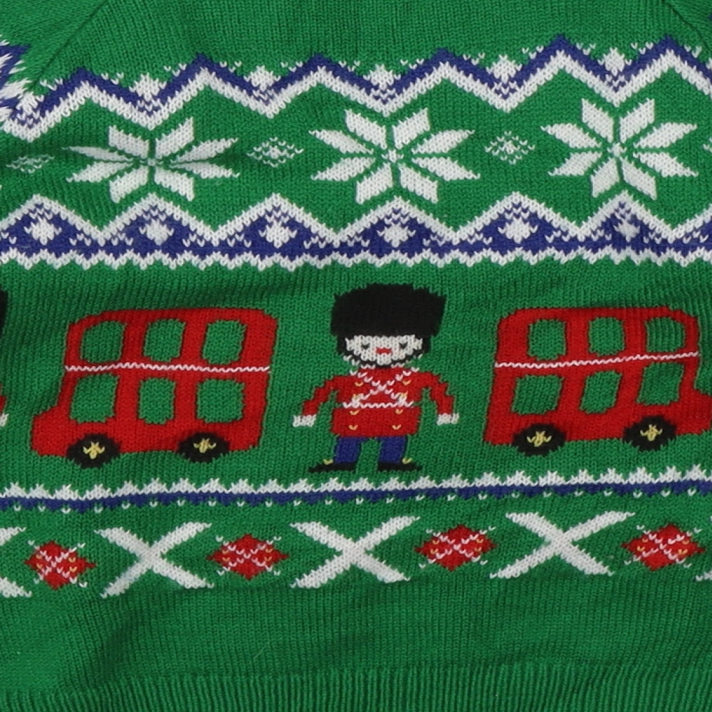 George Boys Green Fair Isle  Pullover Jumper Size 3-4 Years  - christmas