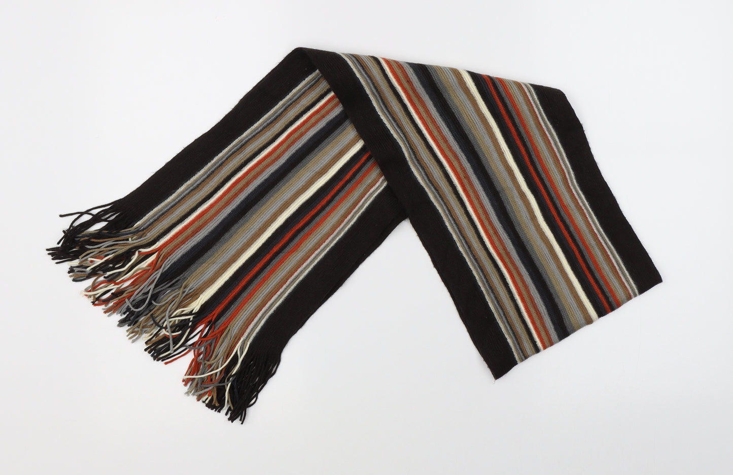 Preworn Mens Brown Striped  Scarf  One Size